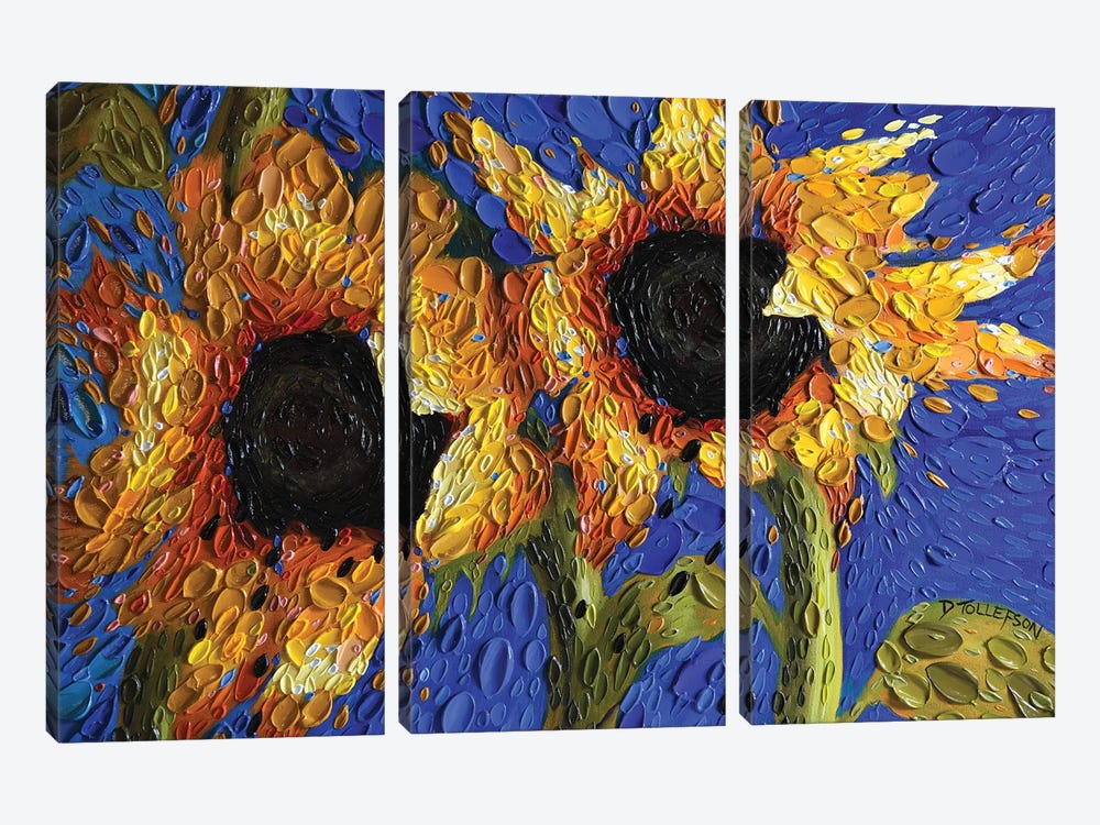 Cobalt Skies Sunflowers  by Dena Tollefson 3-piece Art Print