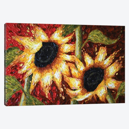 Crimson Sunflowers Canvas Print #DTO64} by Dena Tollefson Canvas Print