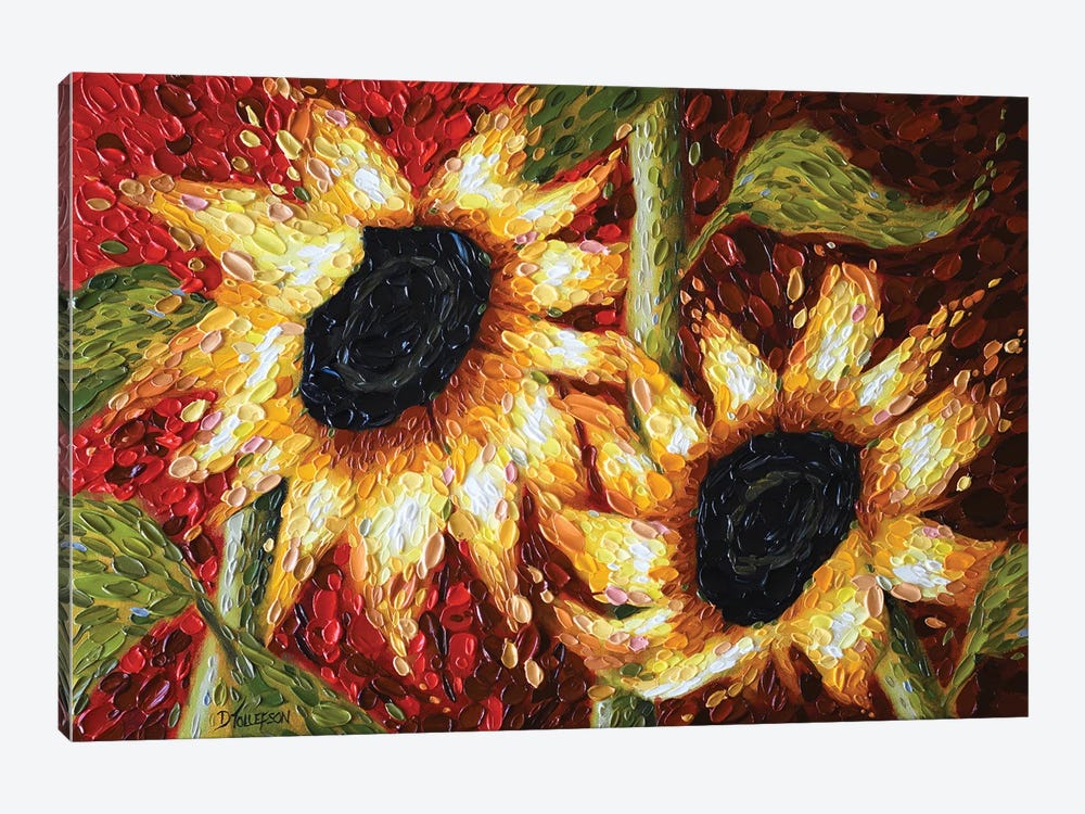 Crimson Sunflowers by Dena Tollefson 1-piece Canvas Print
