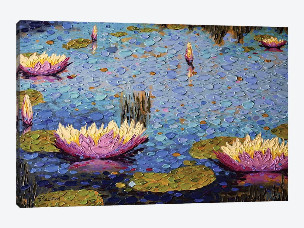 Lilies In Lilac And Teal by Dena Tollefson 1-piece Art Print