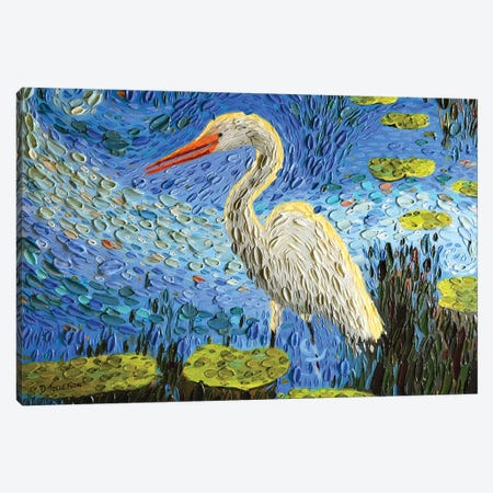 Egret's Pond  Canvas Print #DTO7} by Dena Tollefson Canvas Art