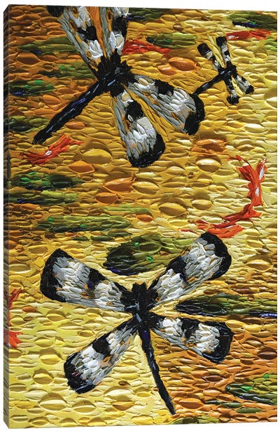 Golden Pond Dragonflies  Canvas Art Print - Dragonfly Art