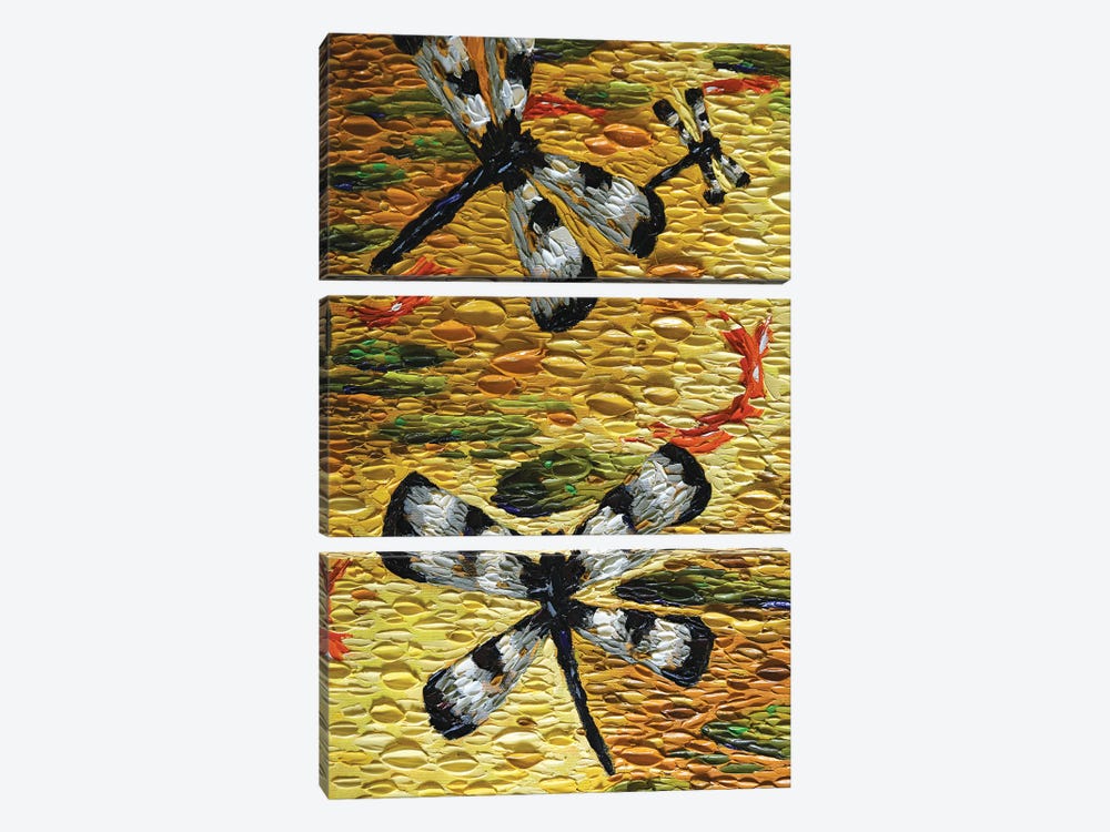 Golden Pond Dragonflies  by Dena Tollefson 3-piece Canvas Art Print