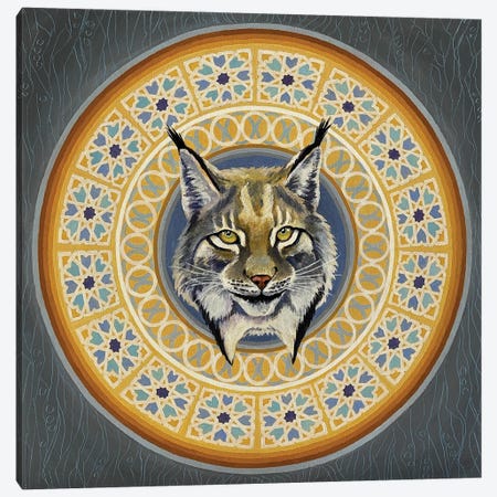 Mandala Iberian Lynx Canvas Print #DTT10} by Diana Titova Canvas Art