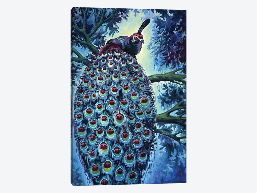 Blue Peacock by Diana Titova 1-piece Canvas Art Print