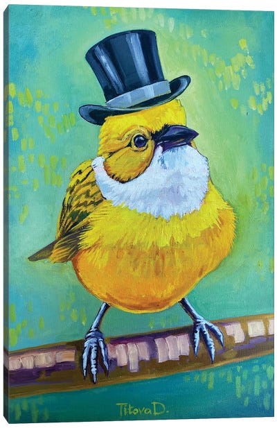 Elegant Mister Canary Canvas Art Print - Diana Titova