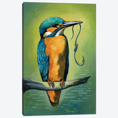 Smart Mister Kingfisher Canvas Print #DTT18} by Diana Titova Canvas Artwork