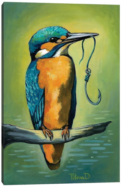 Smart Mister Kingfisher Canvas Art Print - Diana Titova