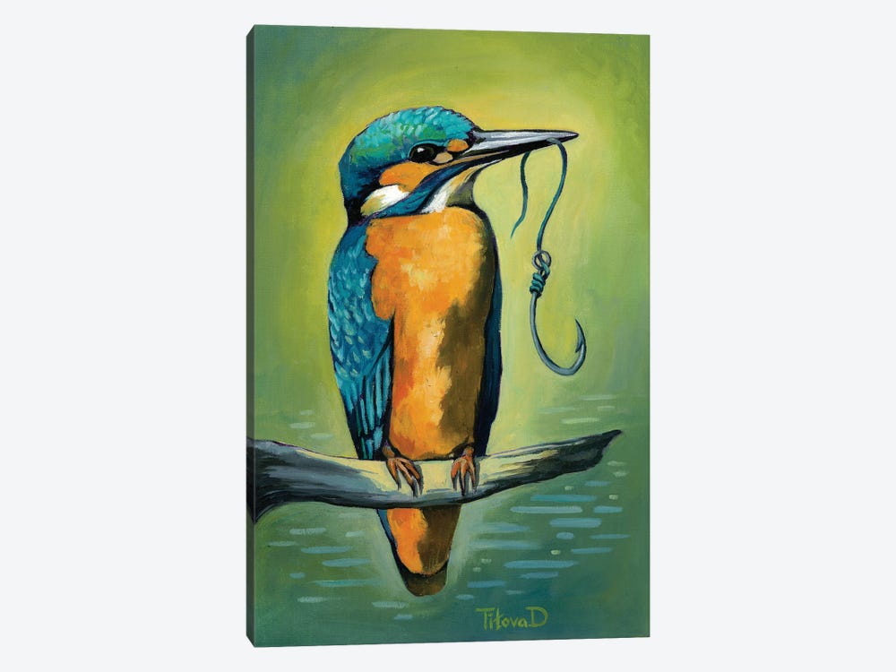 Smart Mister Kingfisher by Diana Titova 1-piece Canvas Artwork