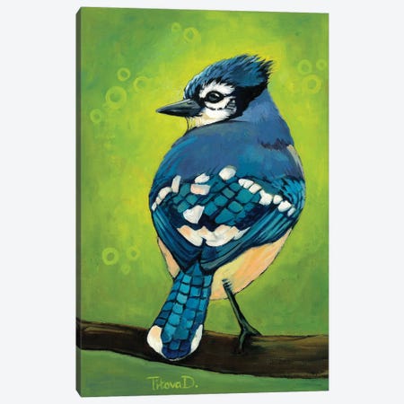 Mischievous Mister Blue Jay Canvas Print #DTT19} by Diana Titova Canvas Art