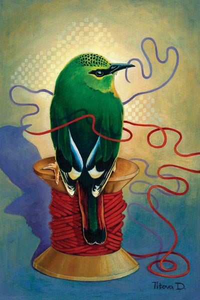 Diana Titova: Red Thread (Fire Tailed Myzornis) by Diana Titova