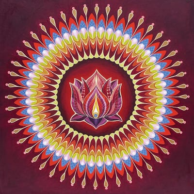 Red Lotus Mandala by Diana Titova canvas print