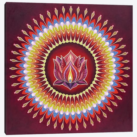 Red Lotus Mandala Canvas Print #DTT22} by Diana Titova Canvas Print