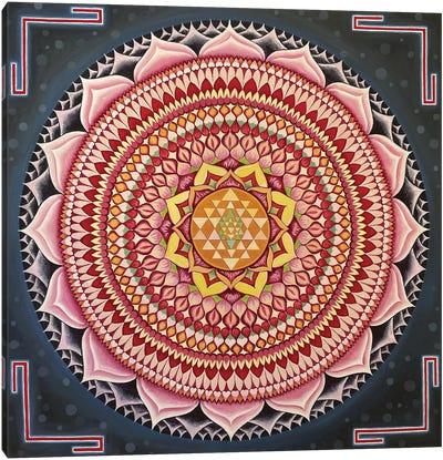 Sri Yantra One Thousand Petals Lotus Canvas Art Print - Meditative & Methodical Abstracts