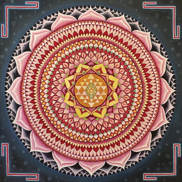 Intuitive Abstracts: Sri Yantra One Thousand Petals Lotus by Diana Titova