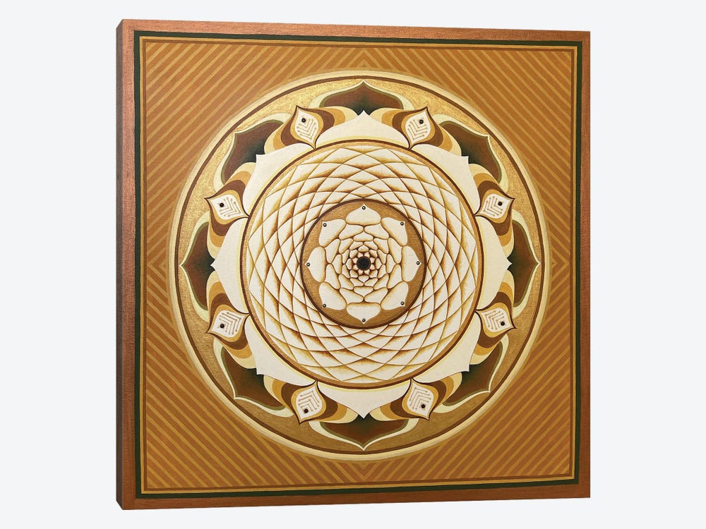 Golden Unfolding Lotus Mandala by Diana Titova 1-piece Art Print