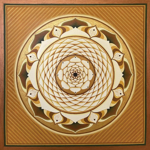 Meditative & Methodical Abstracts: Golden Unfolding Lotus Mandala by Diana Titova