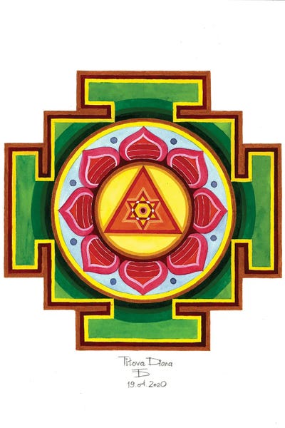 Diana Titova: Ganesha Yantra (Watercolour) by Diana Titova