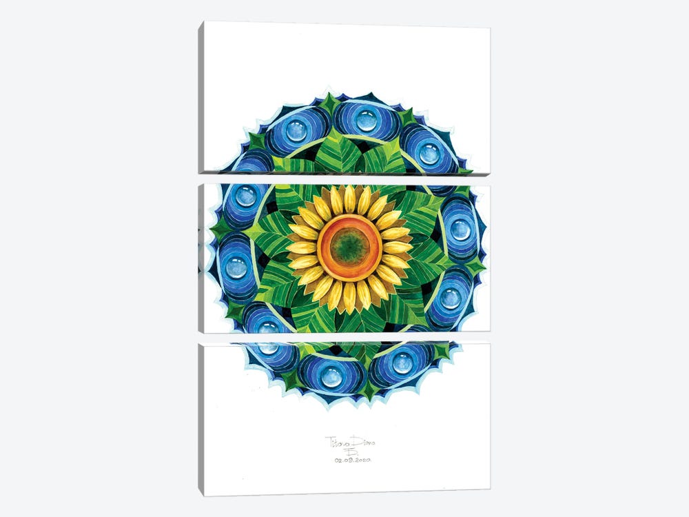 Sunflower Mandala by Diana Titova 3-piece Canvas Art Print