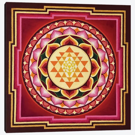 Sri Yantra (Deep Red) Canvas Print #DTT55} by Diana Titova Canvas Print