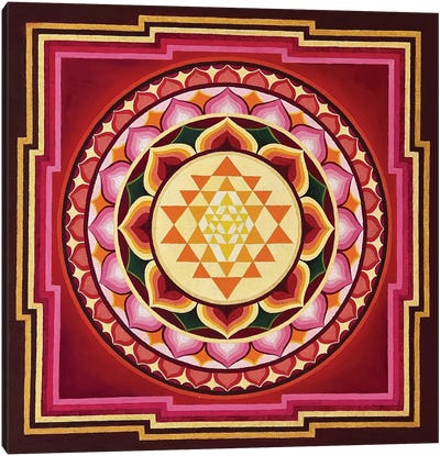 Sri Yantra (Deep Red) Canvas Art Print - Diana Titova