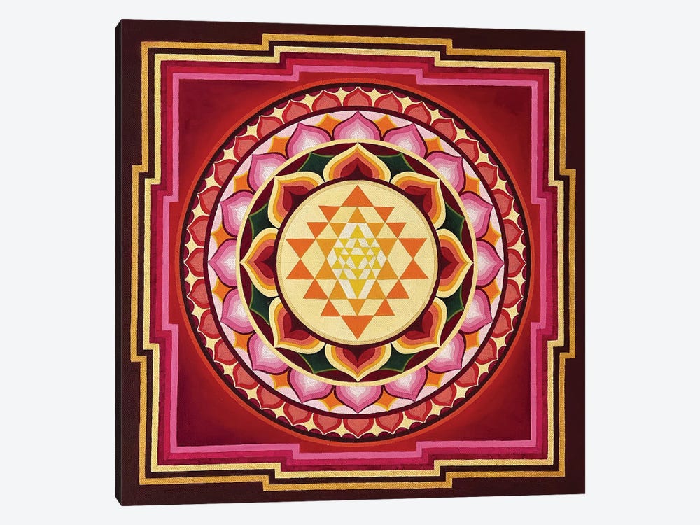 Sri Yantra (Deep Red) by Diana Titova 1-piece Canvas Art Print