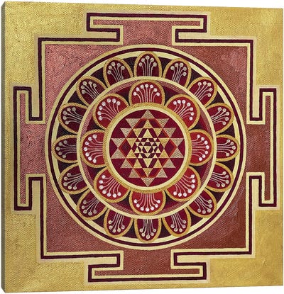 Golden Sri Yantra Canvas Art Print - Meditative & Methodical Abstracts