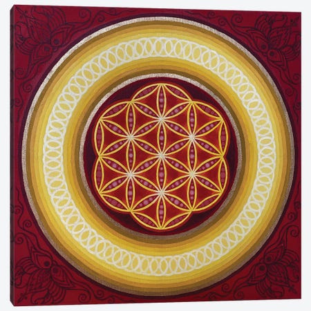 Red Flower Of Life Canvas Print #DTT57} by Diana Titova Canvas Print