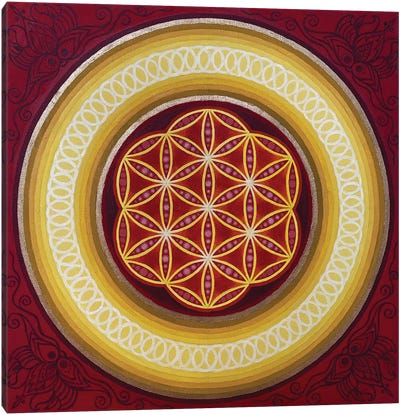 Red Flower Of Life Canvas Art Print - Meditative & Methodical Abstracts