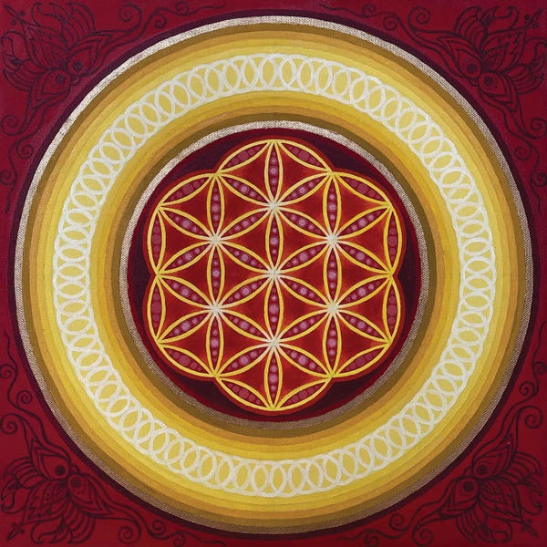 Meditative & Methodical Abstracts: Red Flower Of Life by Diana Titova