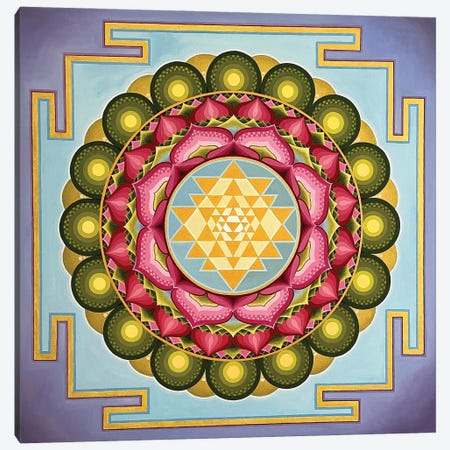 Sri Yantra. Lotus Flower On The Lake. Canvas Print #DTT5} by Diana Titova Canvas Artwork