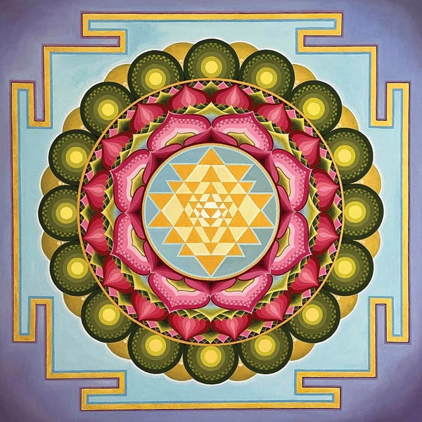 Sri Yantra. Lotus Flower On The Lake.