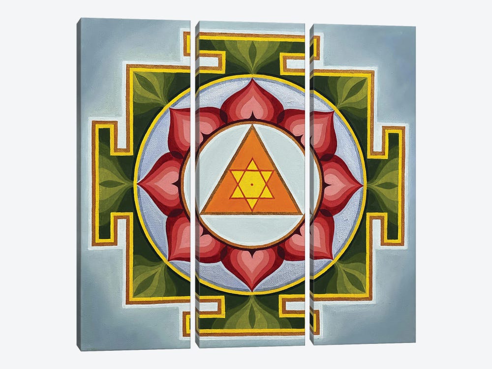 Ganesha Yantra by Diana Titova 3-piece Canvas Art Print