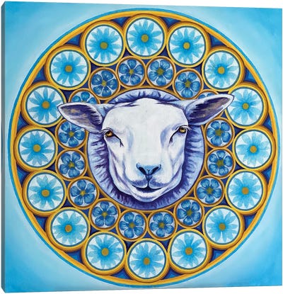 Mandala Blue Dolly Canvas Art Print - Mandala Art