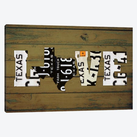 Texas State Love Canvas Print #DTU226} by Design Turnpike Canvas Print
