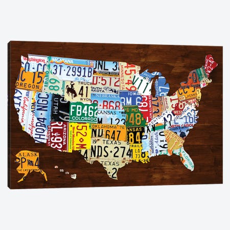 United States of America License Plate Map 2018 Canvas Print #DTU228} by Design Turnpike Canvas Wall Art