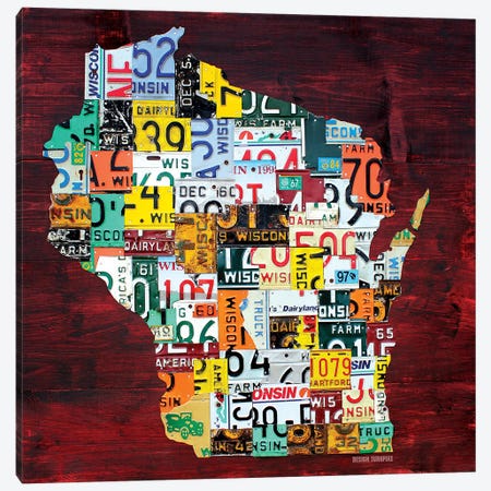 Wisconsin Counties License Plate Map Canvas Print #DTU235} by Design Turnpike Canvas Art