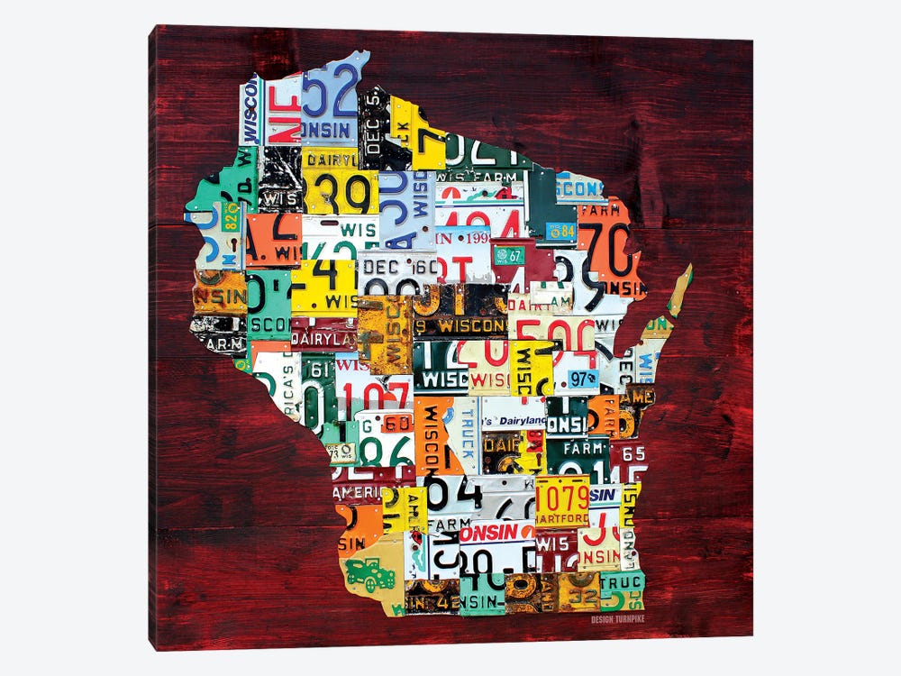 Wisconsin Counties License Plate Map 1-piece Canvas Art