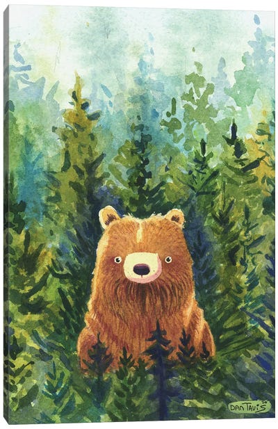 Brown Bear Forest Canvas Art Print - Brown Bear Art