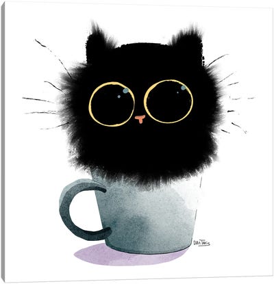 Cat In Coffee Canvas Art Print - Dan Tavis