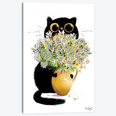 Cat Loves Flowers Canvas Print #DTV23} by Dan Tavis Canvas Art Print