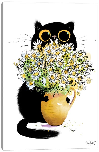 Cat Loves Flowers Canvas Art Print - Dan Tavis