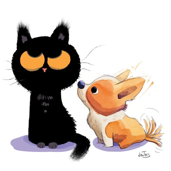 Corgis: Corgi And Cat by Dan Tavis