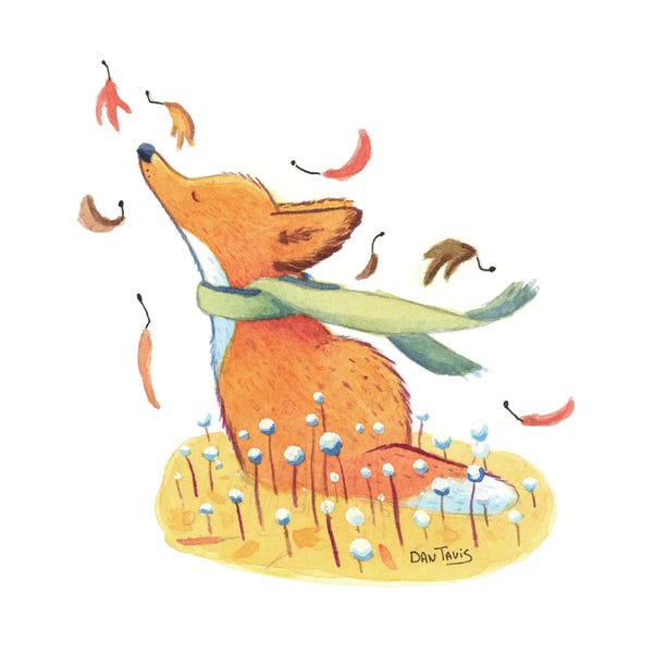 Foxes: Fox And Falling Leaves by Dan Tavis