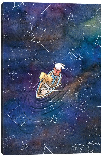 Galaxy Gazing Canvas Art Print - Constellation Art