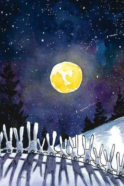 Moonlight Bunnies by Dan Tavis framed canvas print