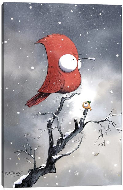 Not All Birds Welcome Winter Canvas Art Print - Dan Tavis