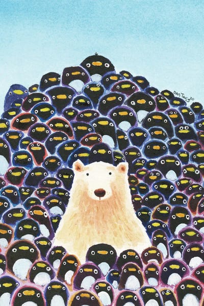 Polar Bear And Penguins by Dan Tavis canvas print