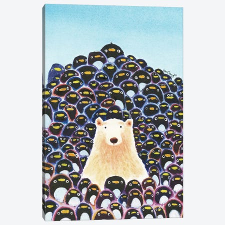 Polar Bear And Penguins Canvas Print #DTV45} by Dan Tavis Canvas Wall Art