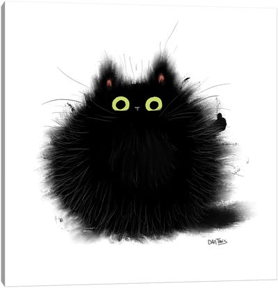 Thumbs Up Cat Canvas Art Print - Black Cat Art